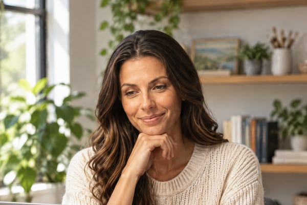 Smiling woman learning on a laptop
